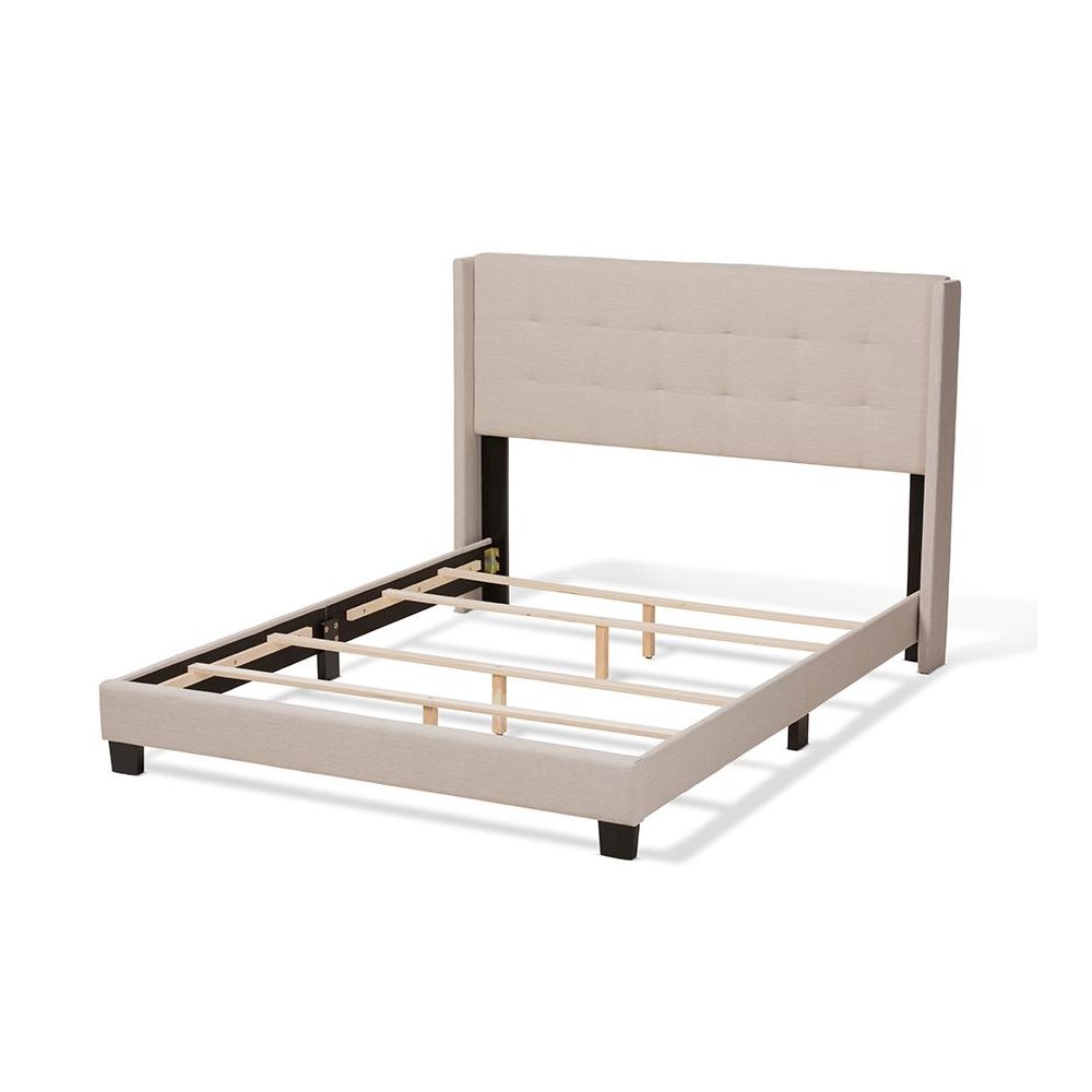 Lisette Modern and Contemporary Beige Fabric Upholstered Full Size Bed. Picture 3