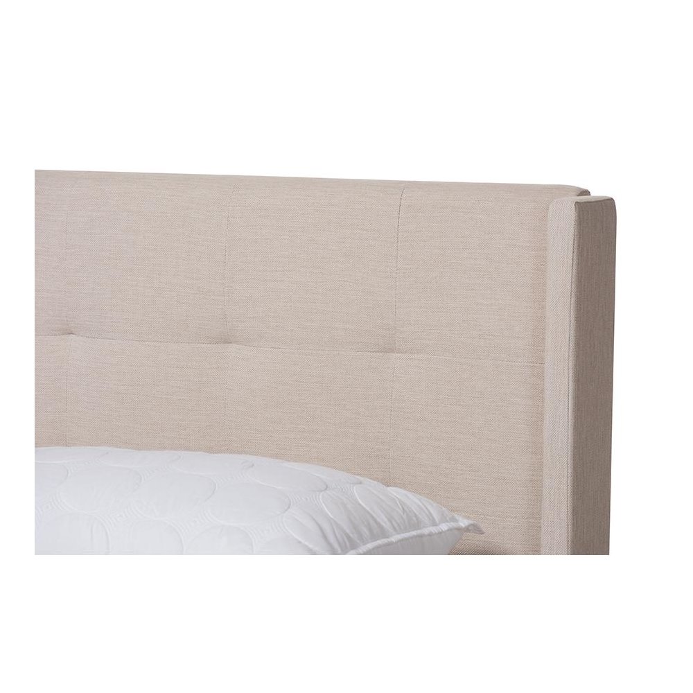 Lisette Modern and Contemporary Beige Fabric Upholstered Full Size Bed. Picture 4