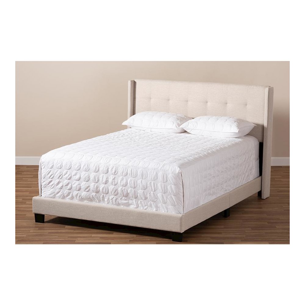 Lisette Modern and Contemporary Beige Fabric Upholstered Full Size Bed. Picture 7