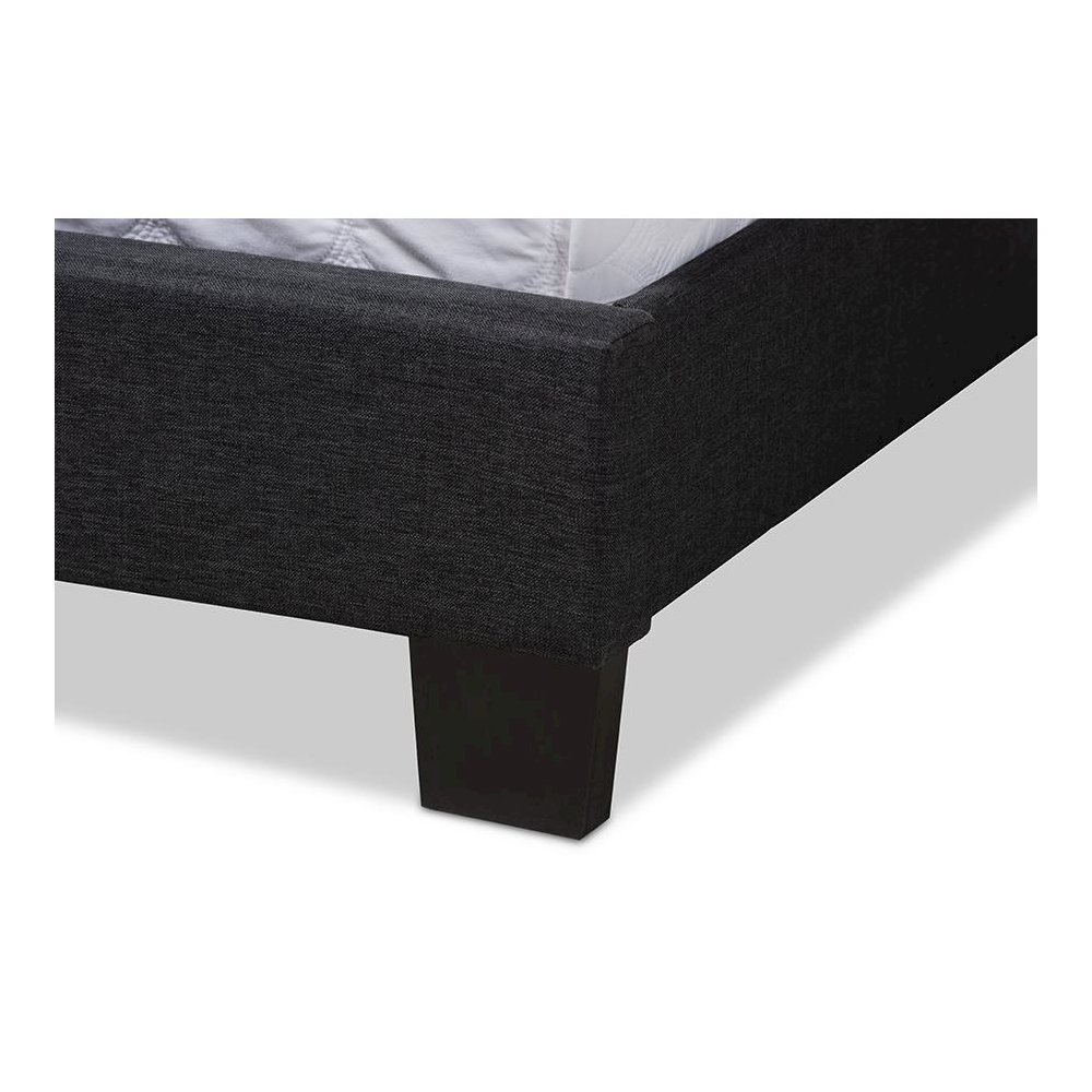 Lisette Modern and Contemporary Charcoal Grey Fabric Upholstered Queen Size Bed. Picture 5