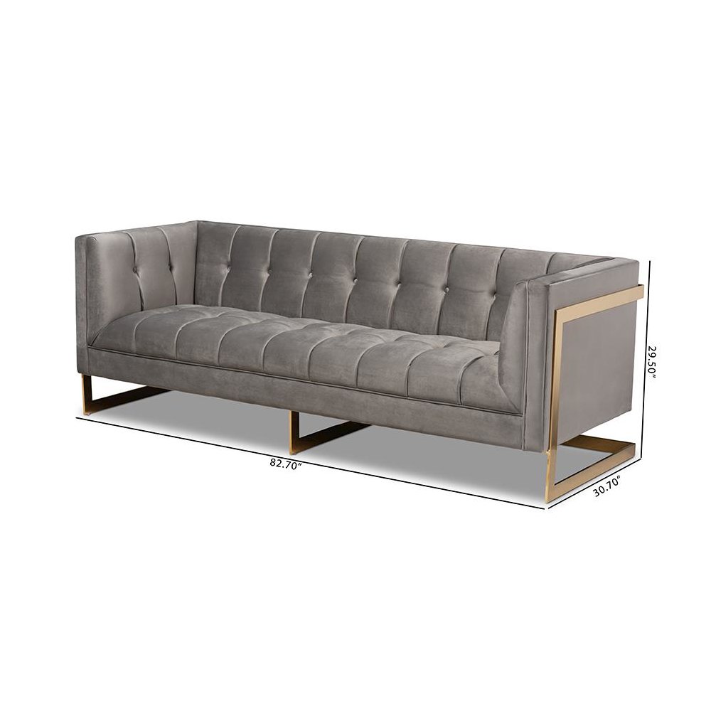 Button Tufted Sofa with Gold-Tone Frame. Picture 10