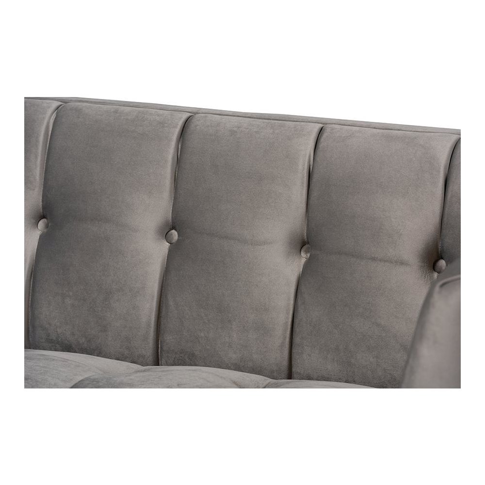 Button Tufted Sofa with Gold-Tone Frame. Picture 5