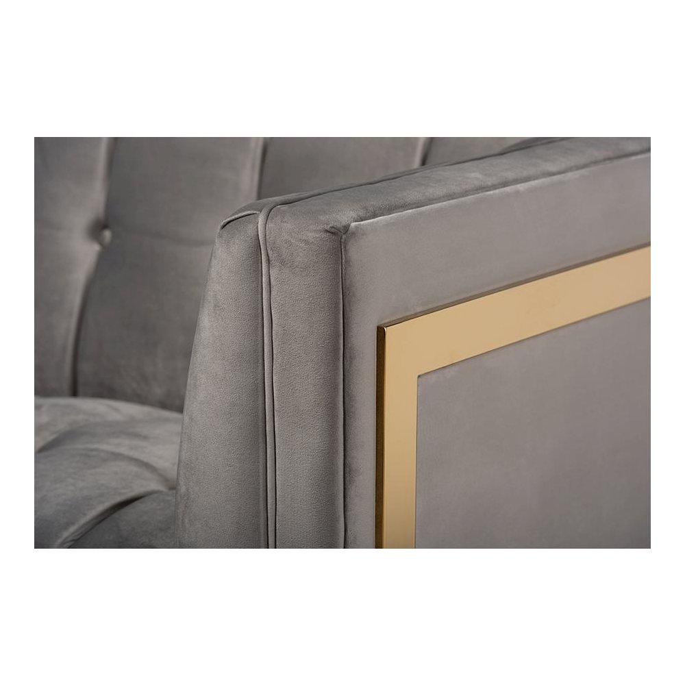 Button Tufted Sofa with Gold-Tone Frame. Picture 6