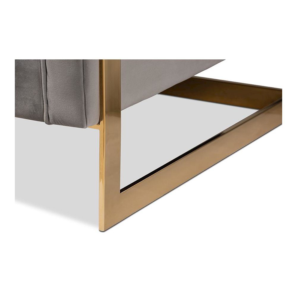 Button Tufted Sofa with Gold-Tone Frame. Picture 7