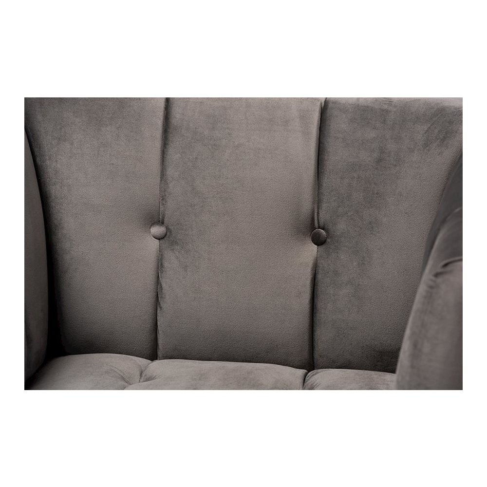 Button Tufted Armchair with Gold-Tone Frame. Picture 5