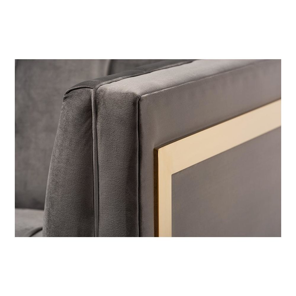 Button Tufted Armchair with Gold-Tone Frame. Picture 6