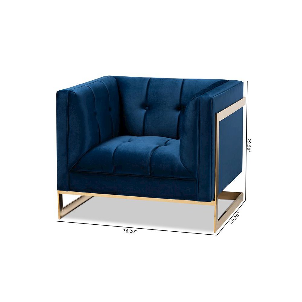 Button Tufted Armchair with Gold-Tone Frame. Picture 10