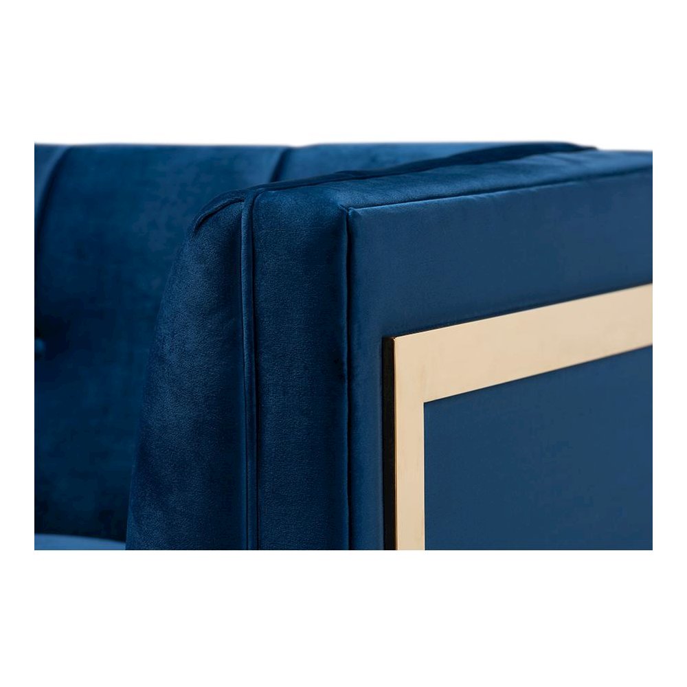 Button Tufted Armchair with Gold-Tone Frame. Picture 6