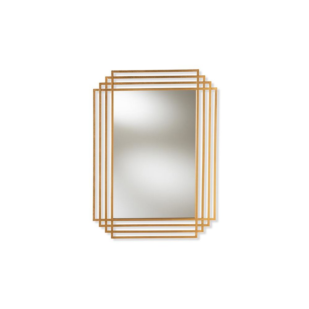 Kalinda Art Deco Antique Gold Finished Rectangular Accent Wall Mirror. Picture 3