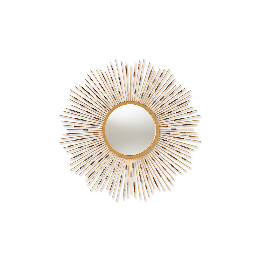 Apollonia Modern and Contemporary Gold Finished Sunburst Accent Wall Mirror. Picture 3