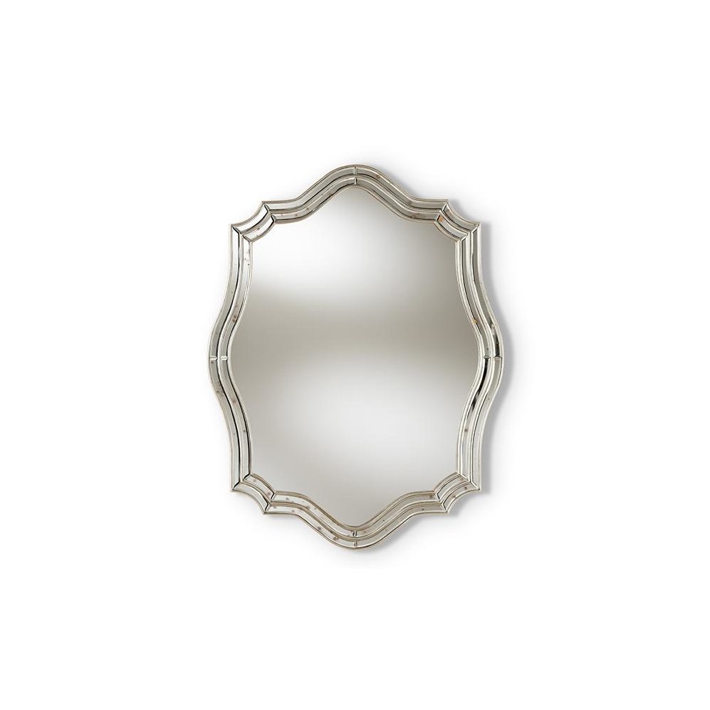 Baxton Studio Isidora Art Deco Antique Silver Finished Accent Wall Mirror. Picture 3