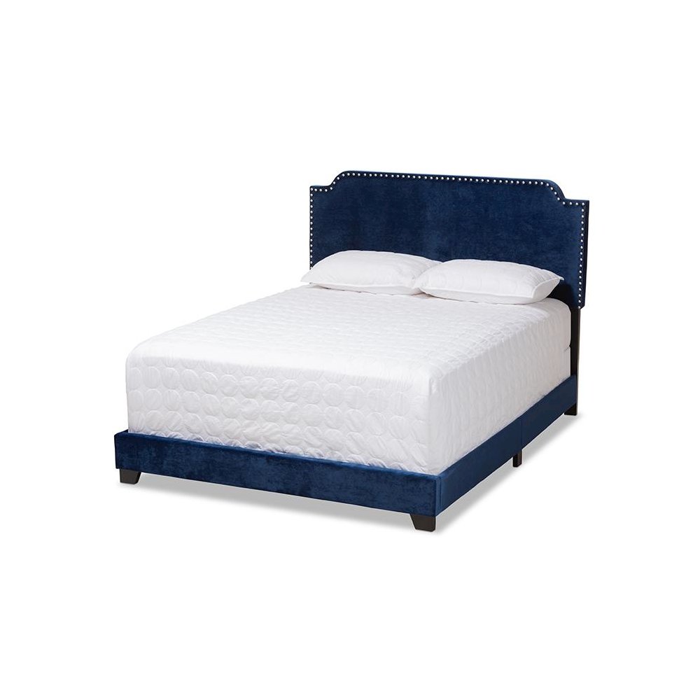 Baxton Studio Darcy Luxe and Glamour Navy Velvet Upholstered Full Size Bed. Picture 1