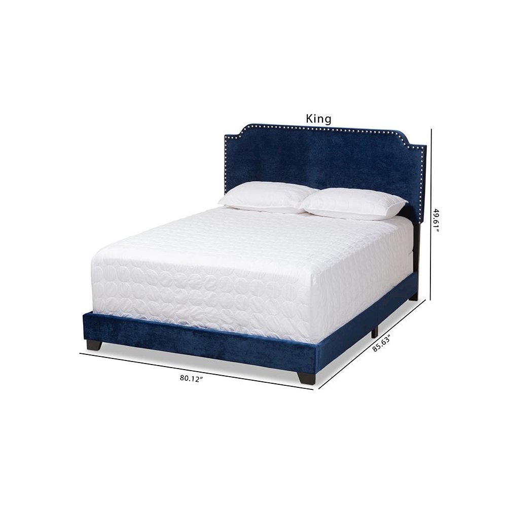Baxton Studio Darcy Luxe and Glamour Navy Velvet Upholstered Full Size Bed. Picture 10