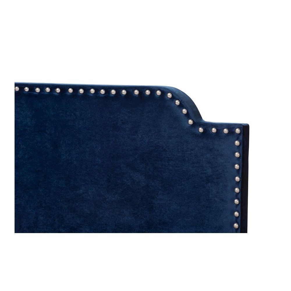 Baxton Studio Darcy Luxe and Glamour Navy Velvet Upholstered Full Size Bed. Picture 4