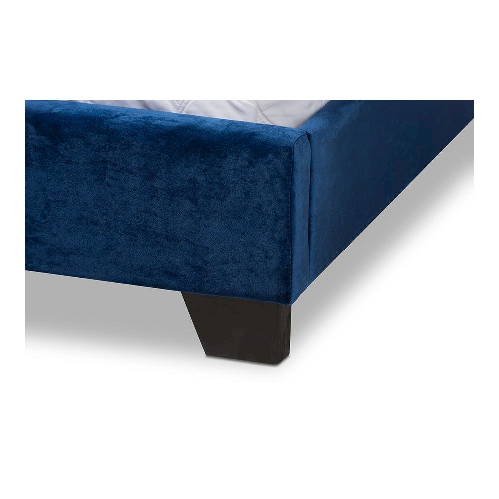 Baxton Studio Darcy Luxe and Glamour Navy Velvet Upholstered Full Size Bed. Picture 5
