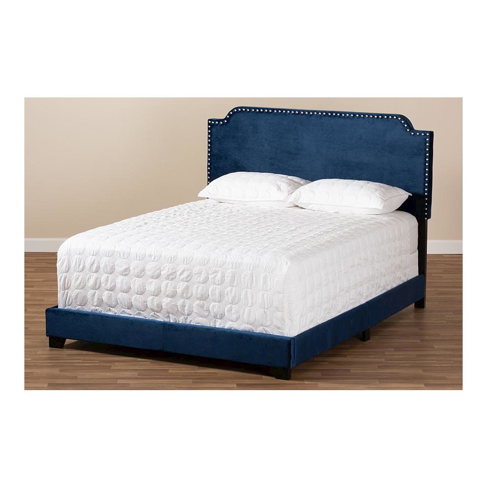 Baxton Studio Darcy Luxe and Glamour Navy Velvet Upholstered Full Size Bed. Picture 7