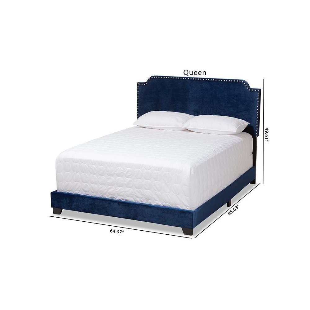 Baxton Studio Darcy Luxe and Glamour Navy Velvet Upholstered Full Size Bed. Picture 9