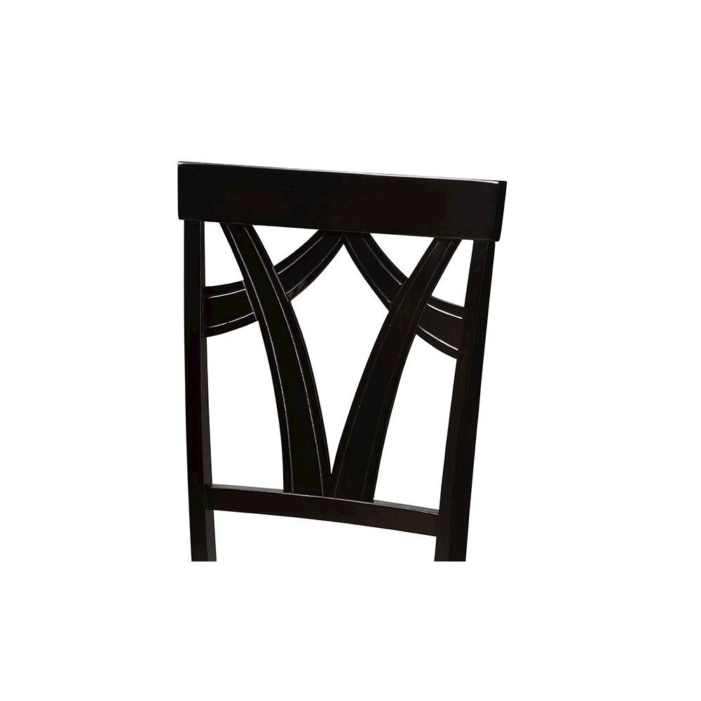Sand Fabric Upholstered and Espresso Brown Finished Dining Chair Set of 2. Picture 4