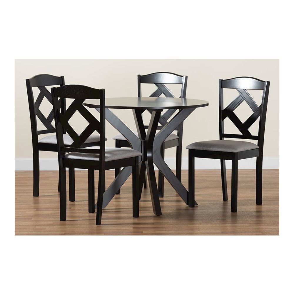 Dark Brown Finished Wood 5-Piece Dining Set. Picture 9