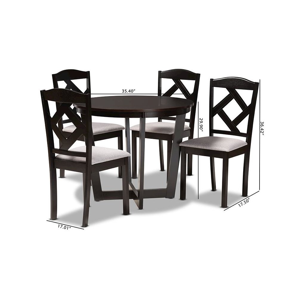 Dark Brown Finished Wood 5-Piece Dining Set. Picture 10
