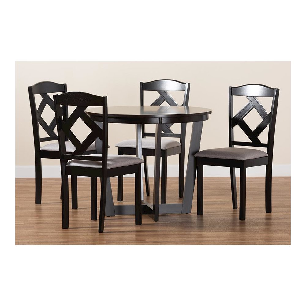 Dark Brown Finished Wood 5-Piece Dining Set. Picture 9