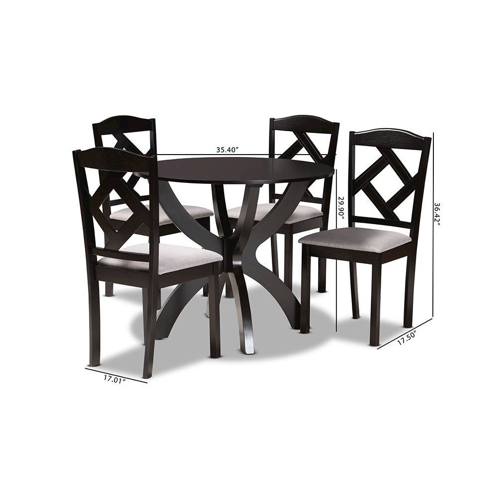 Dark Brown Finished Wood 5-Piece Dining Set. Picture 10