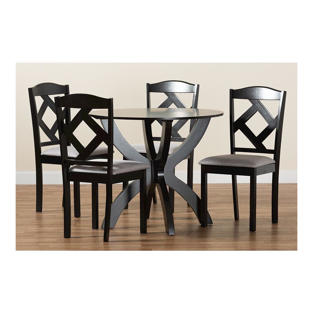 Dark Brown Finished Wood 5-Piece Dining Set. Picture 9
