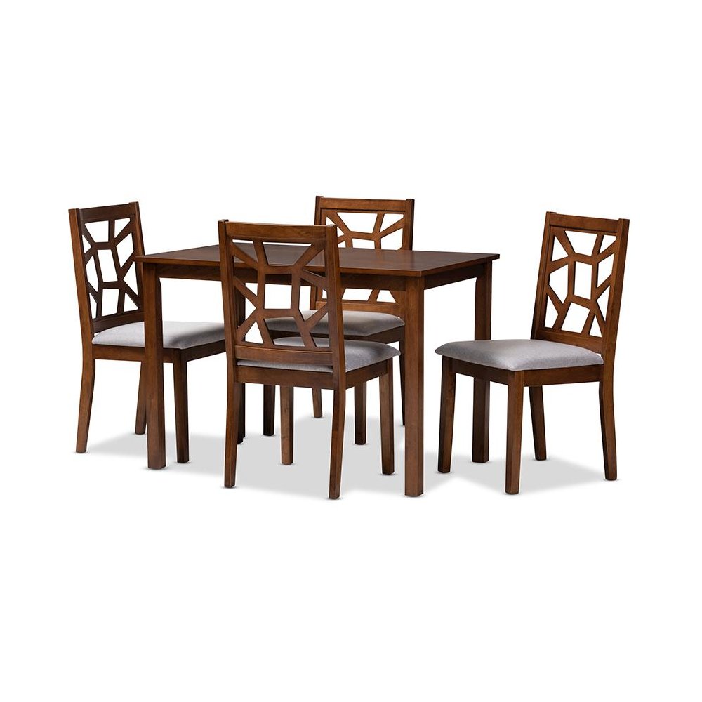 Grey Fabric Upholstered 5-Piece Dining Set. Picture 1