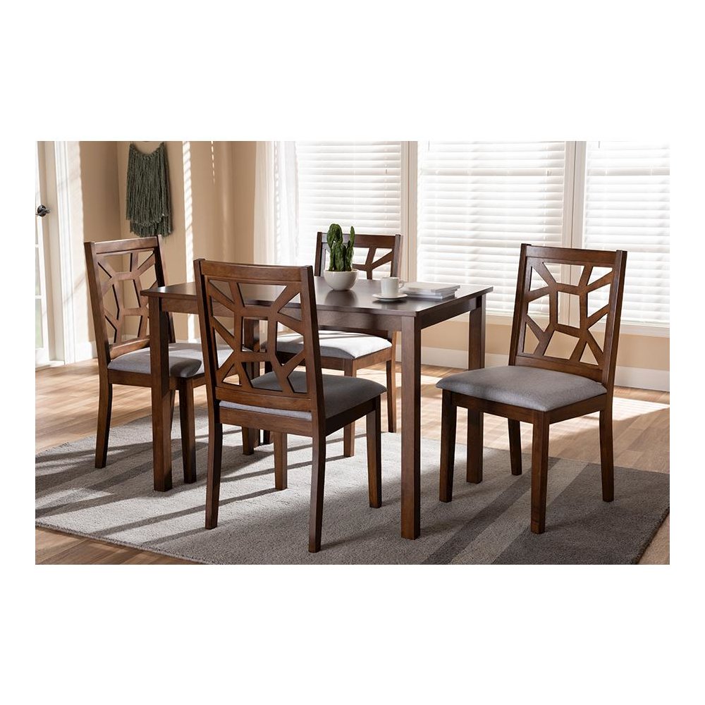 Grey Fabric Upholstered 5-Piece Dining Set. Picture 3