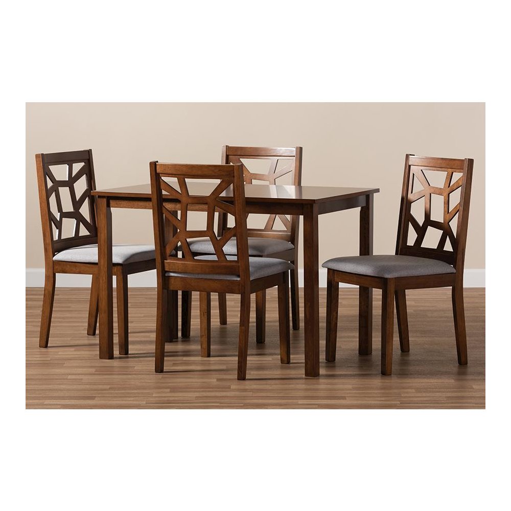 Grey Fabric Upholstered 5-Piece Dining Set. Picture 4