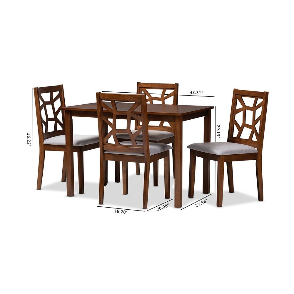 Grey Fabric Upholstered 5-Piece Dining Set. Picture 5