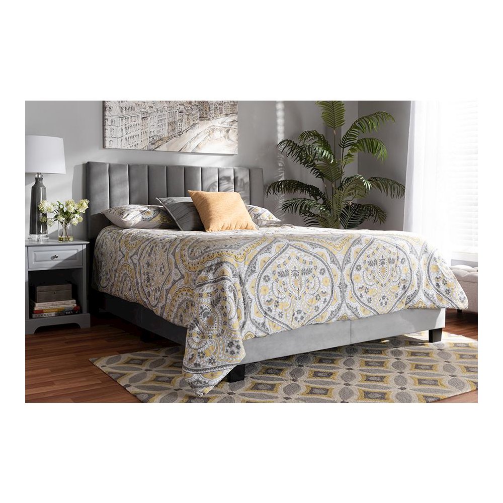 King Size Panel Bed with Channel Tufted Headboard. Picture 21