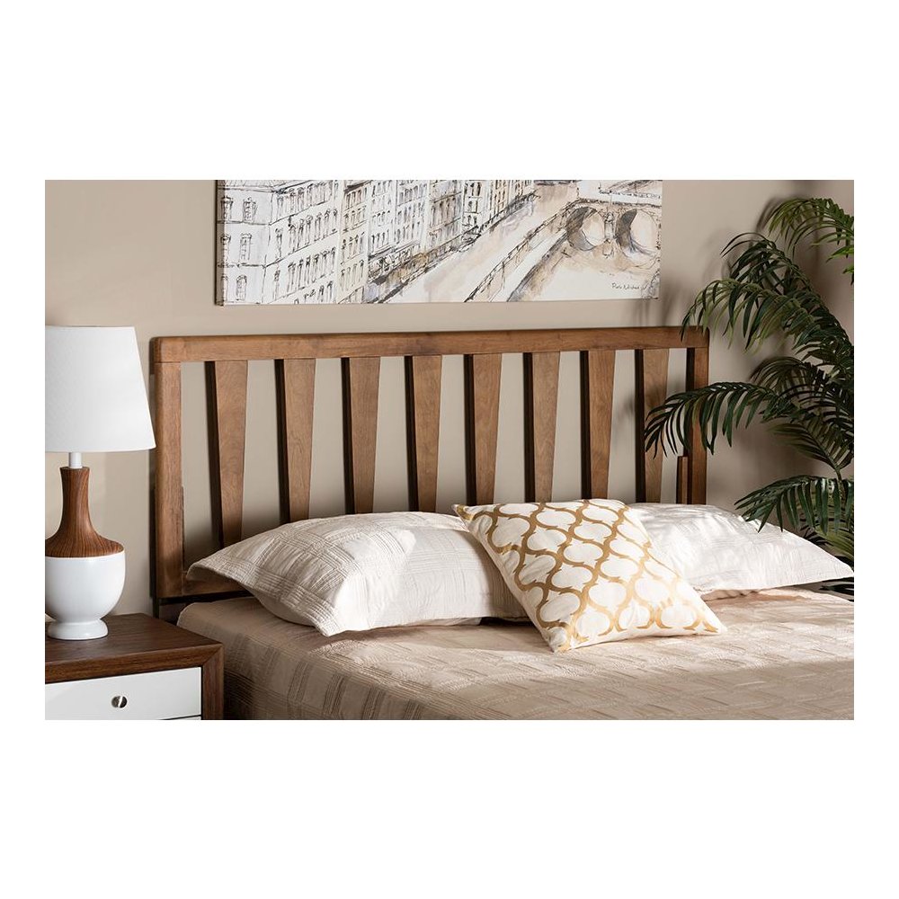 Duncan Modern and Contemporary Ash Walnut Finished Wood King Size Headboard. Picture 17
