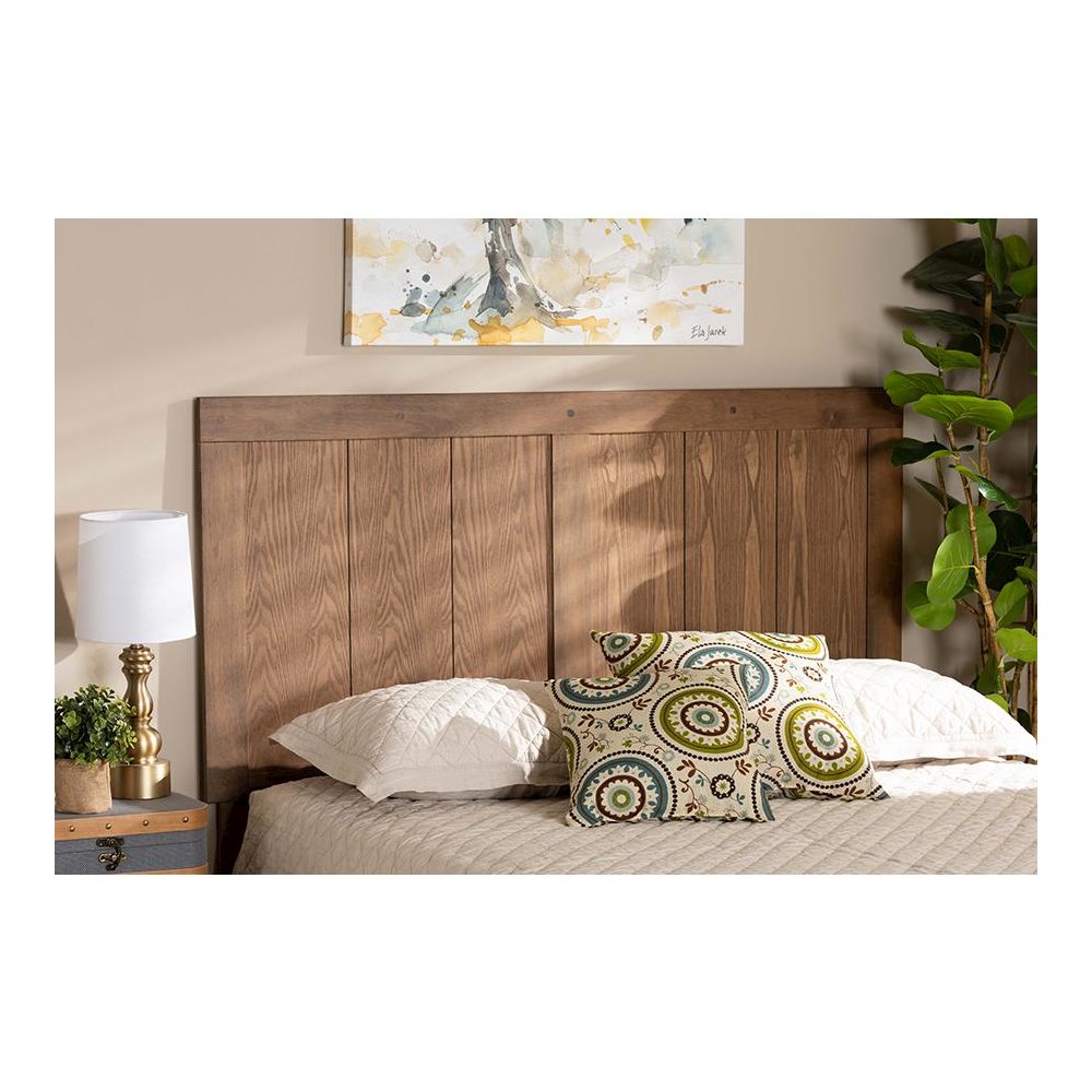 Transitional Ash Walnut Finished Wood King Size Headboard. Picture 17