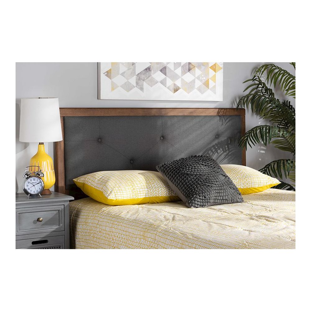 Walnut Brown Finished Wood King Size Headboard. Picture 19