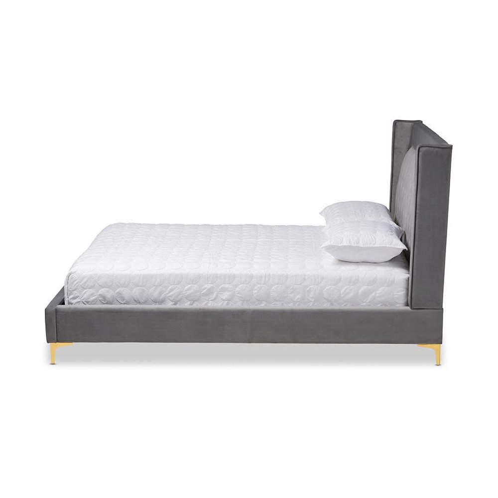 Queen Size Platform Bed with Gold-Finished Legs. Picture 2