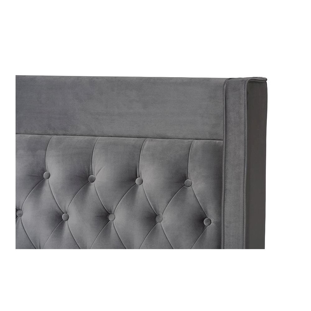 Queen Size Platform Bed with Gold-Finished Legs. Picture 4
