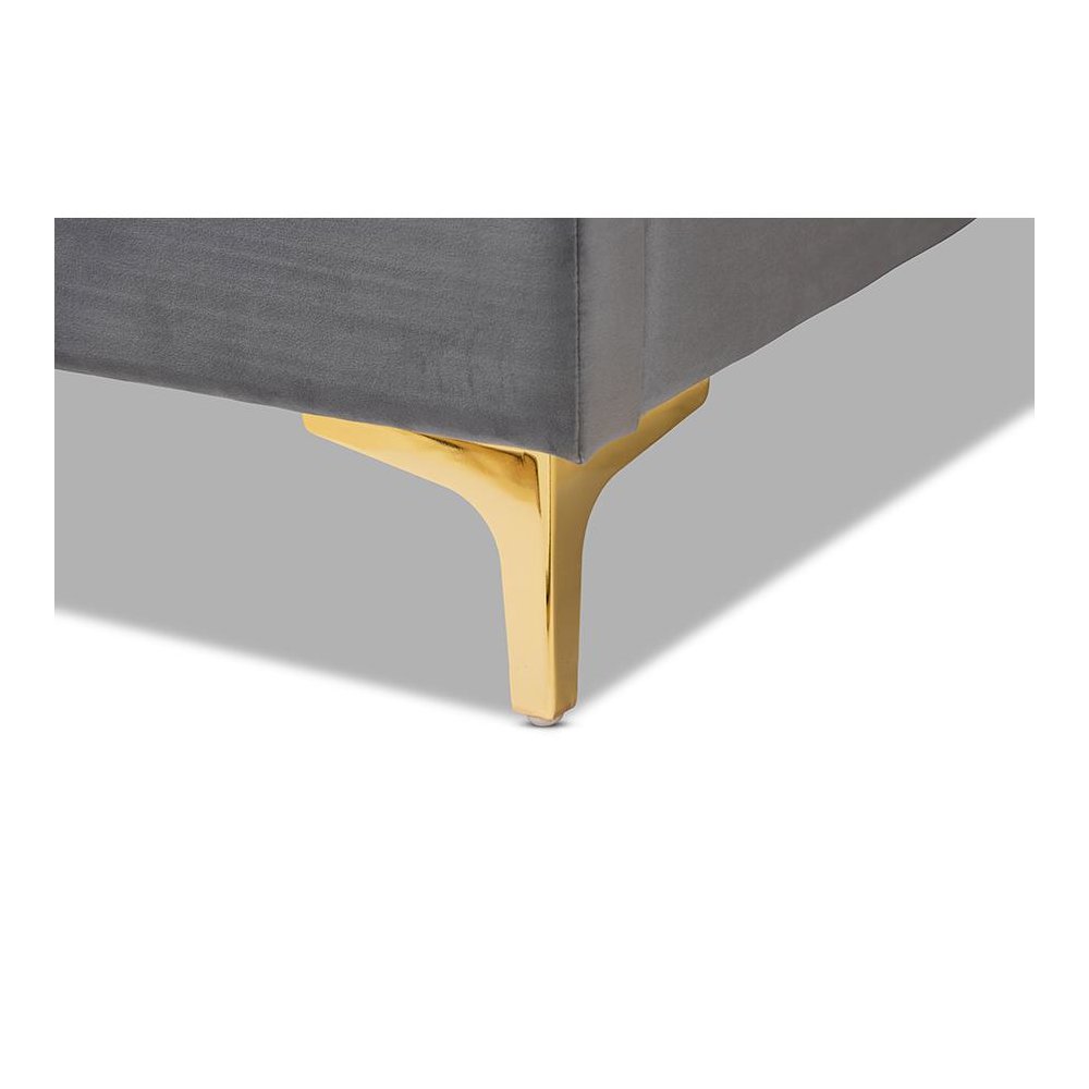 Queen Size Platform Bed with Gold-Finished Legs. Picture 5