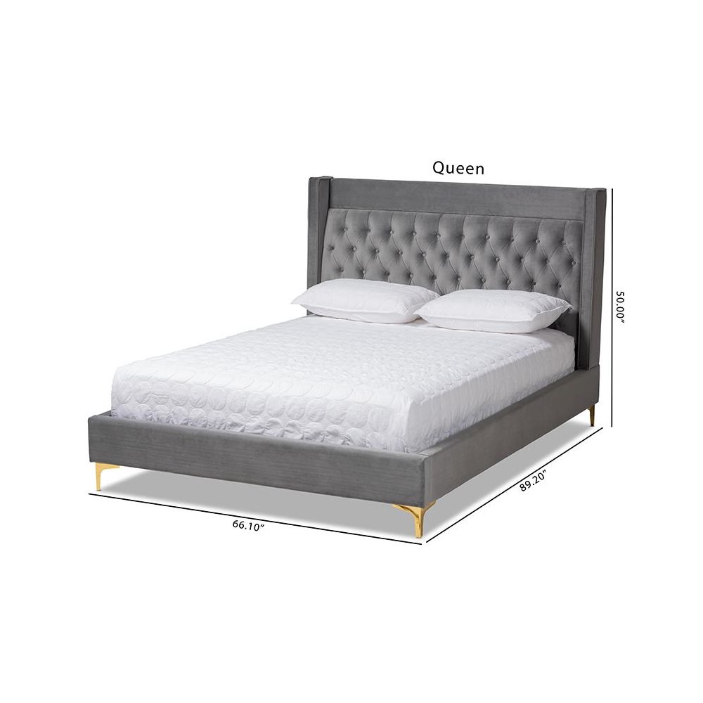 Queen Size Platform Bed with Gold-Finished Legs. Picture 8