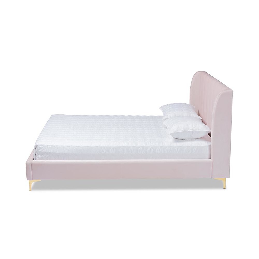 Queen Size Platform Bed with Gold-Tone Legs. Picture 2