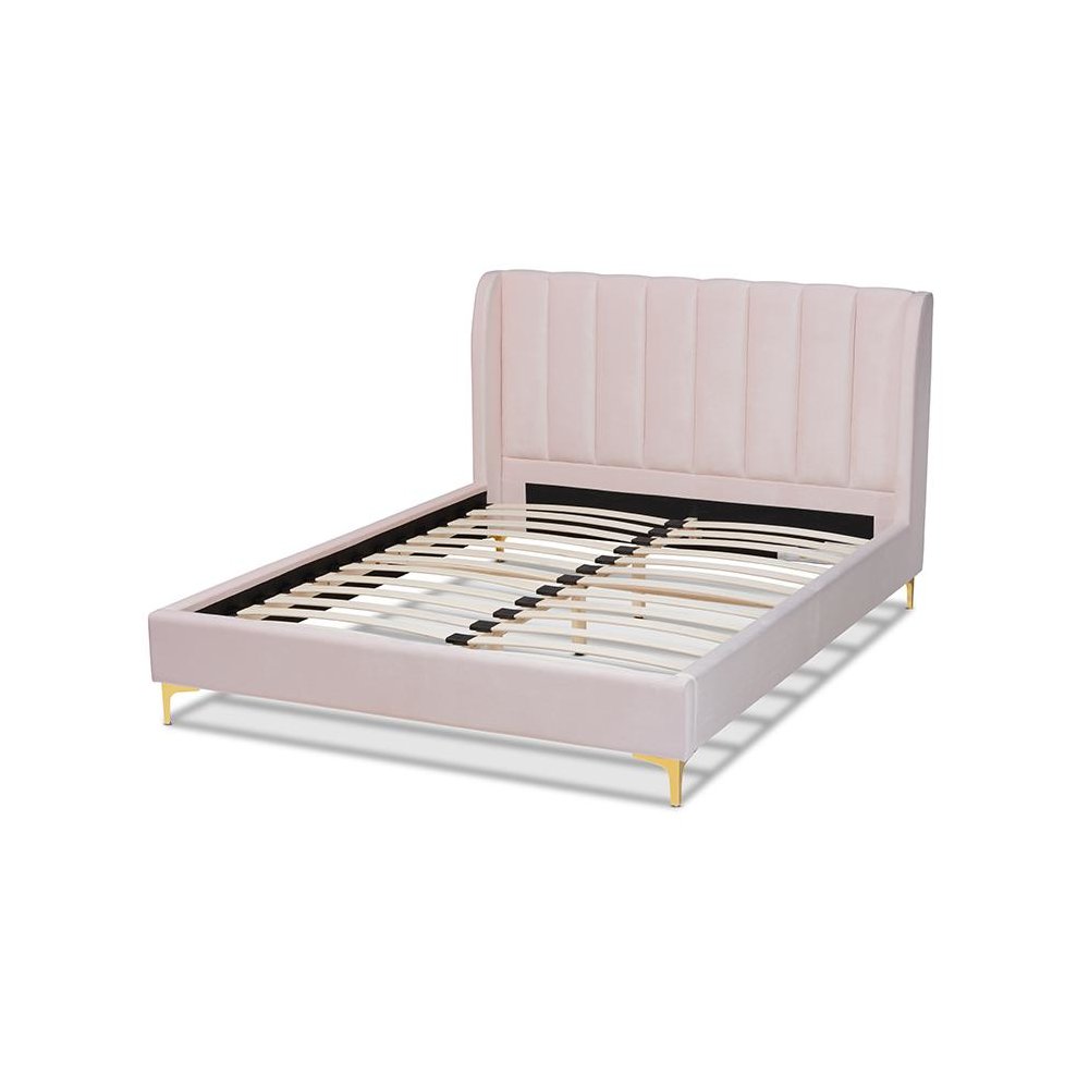 Queen Size Platform Bed with Gold-Tone Legs. Picture 3