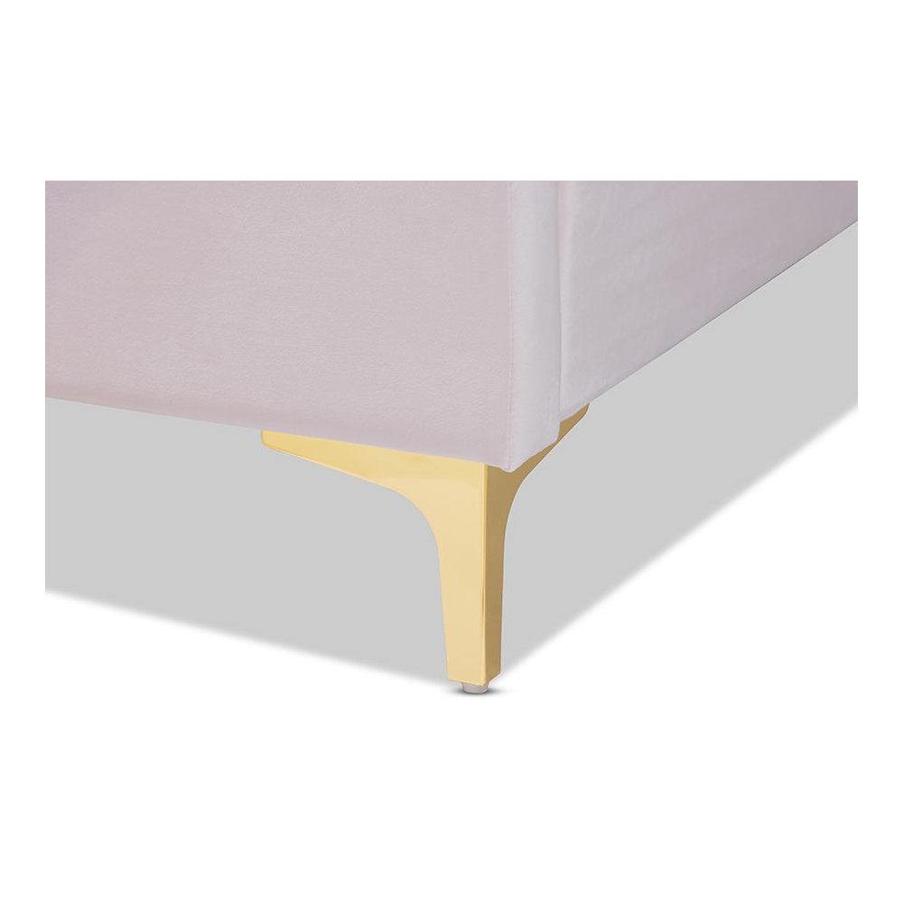Queen Size Platform Bed with Gold-Tone Legs. Picture 5