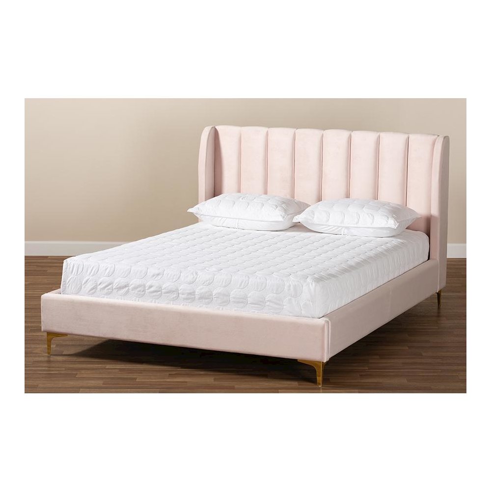 Queen Size Platform Bed with Gold-Tone Legs. Picture 7