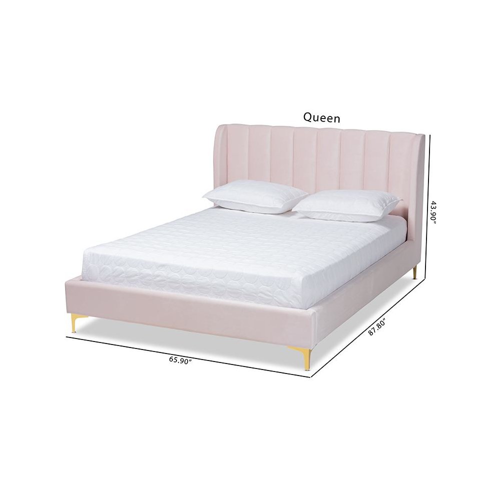 Queen Size Platform Bed with Gold-Tone Legs. Picture 8