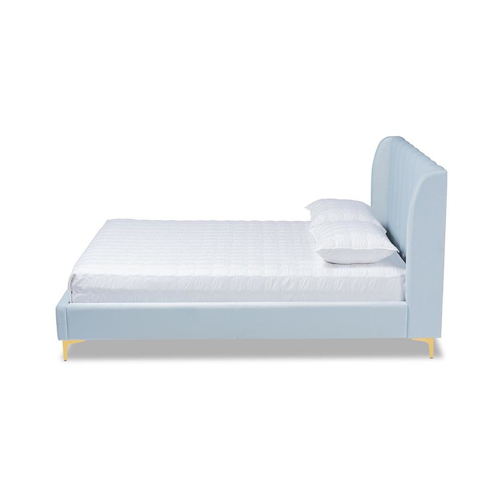 Queen Size Platform Bed with Gold-Tone Legs. Picture 2