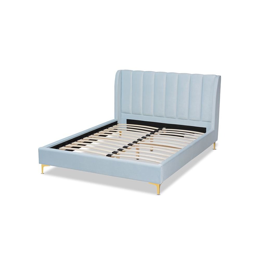 Queen Size Platform Bed with Gold-Tone Legs. Picture 3