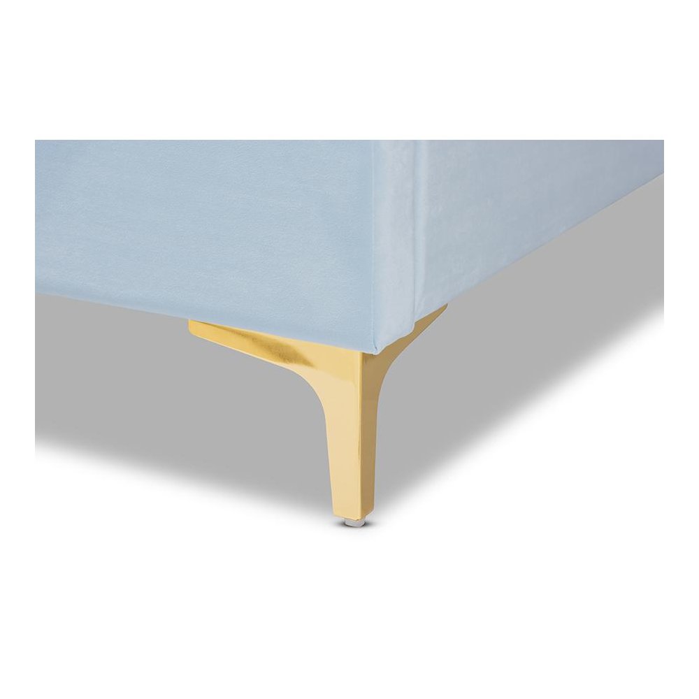 Queen Size Platform Bed with Gold-Tone Legs. Picture 5