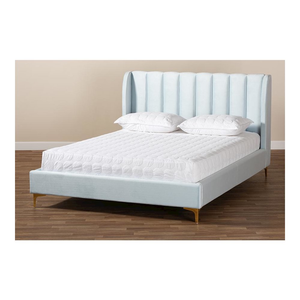 Queen Size Platform Bed with Gold-Tone Legs. Picture 7