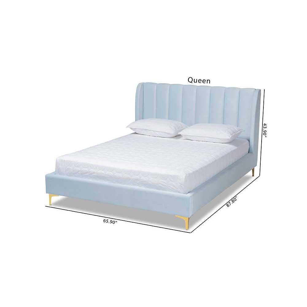 Queen Size Platform Bed with Gold-Tone Legs. Picture 8