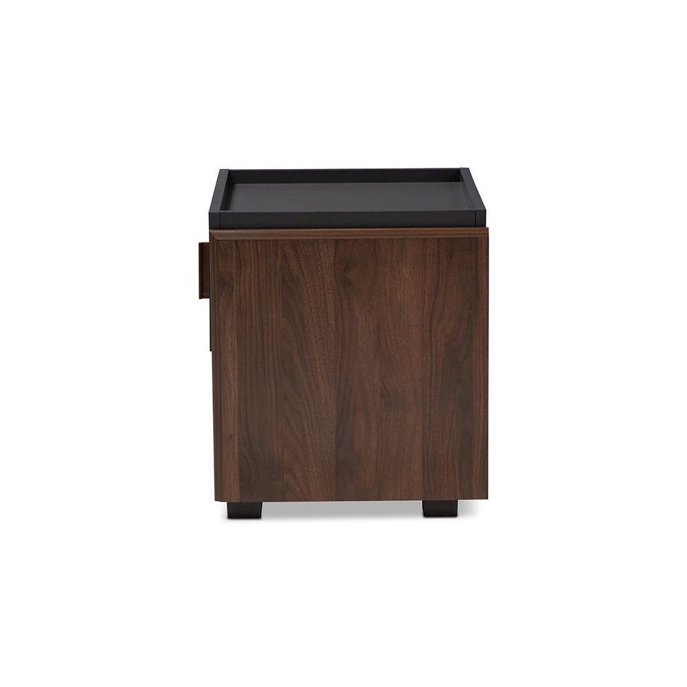 Two-Tone Gray and Walnut Finished Wood 1-Drawer Nightstand. Picture 4